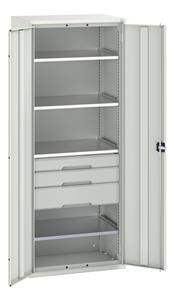 Bott Verso Basic Tool Cupboards Cupboard with shelves Verso 800x550x2000H Cupboard 3 Drawer 4 Shelf